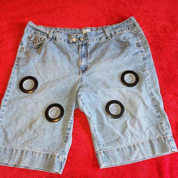 22W Plus Women's Denim Shorts w/ Cut Outs by Just my Size One of a Kind Custom - Picture 1 of 6